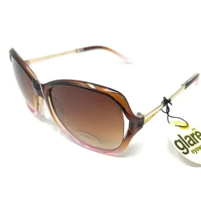 Glare Sunglasses Fashion Pink Brown Frame with Tinted Lens 100% UVA UVB 1RHS86