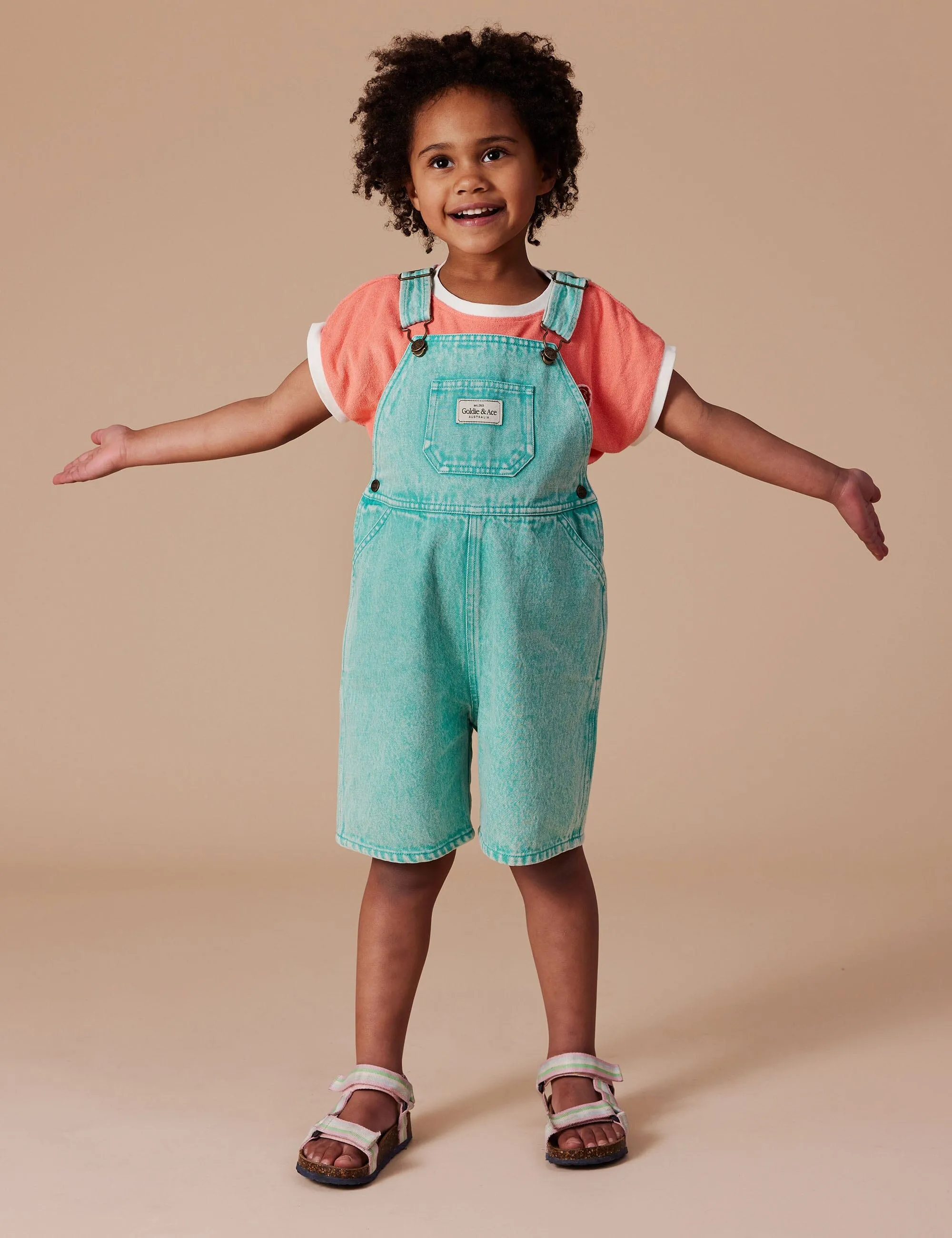 Goldie & Ace - Burton Vintage Washed Denim Overalls Turquoise