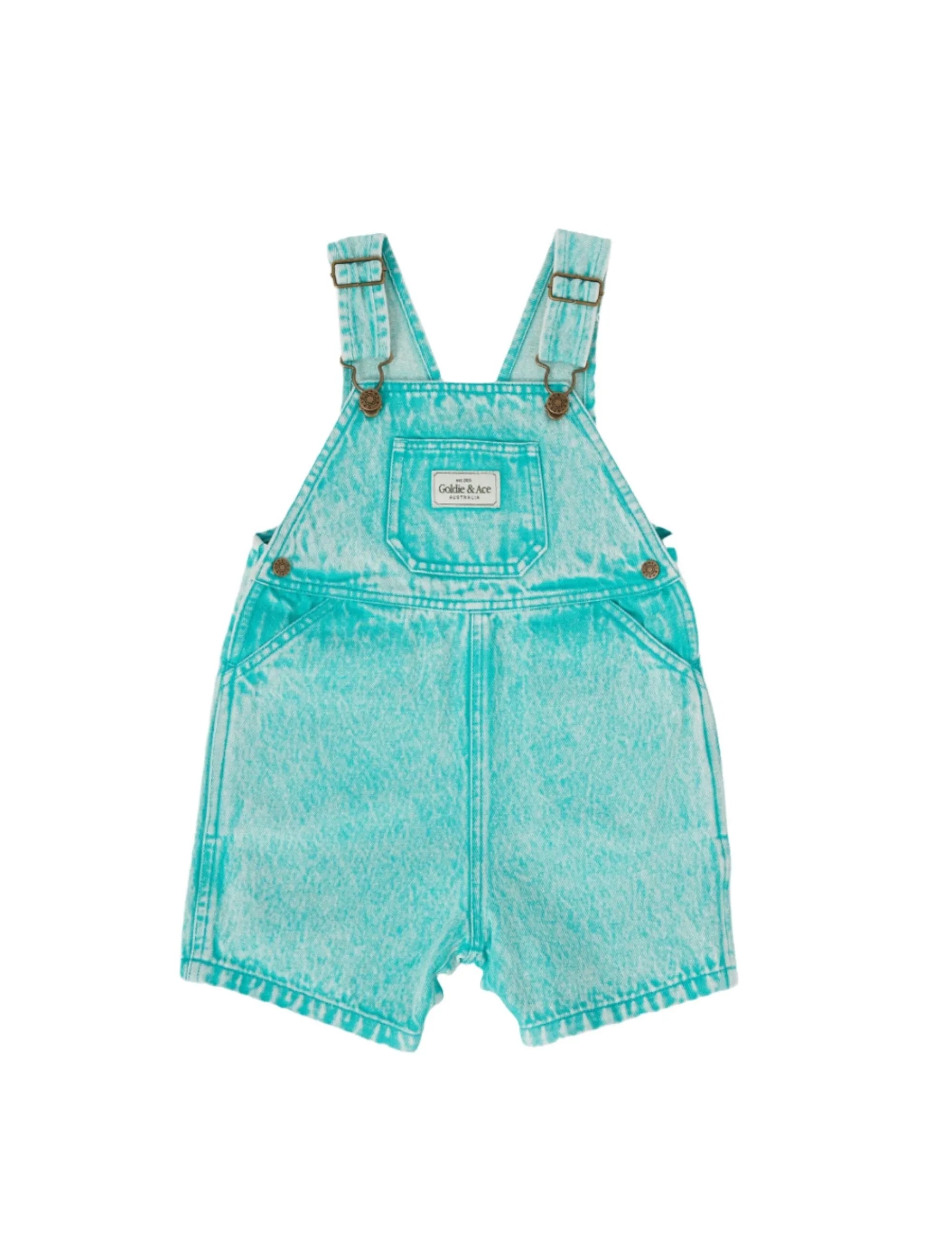 Goldie & Ace - Burton Vintage Washed Denim Overalls Turquoise