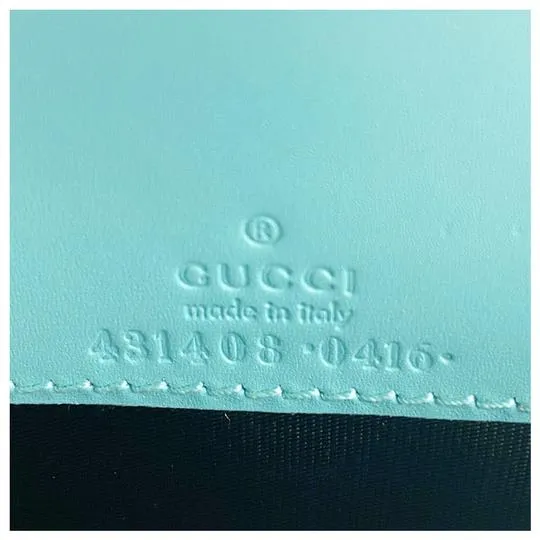 Gucci Chain Guccissima Bow Blue Signature Leather Shoulder Bag