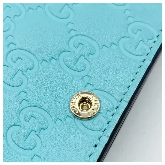 Gucci Chain Guccissima Bow Blue Signature Leather Shoulder Bag