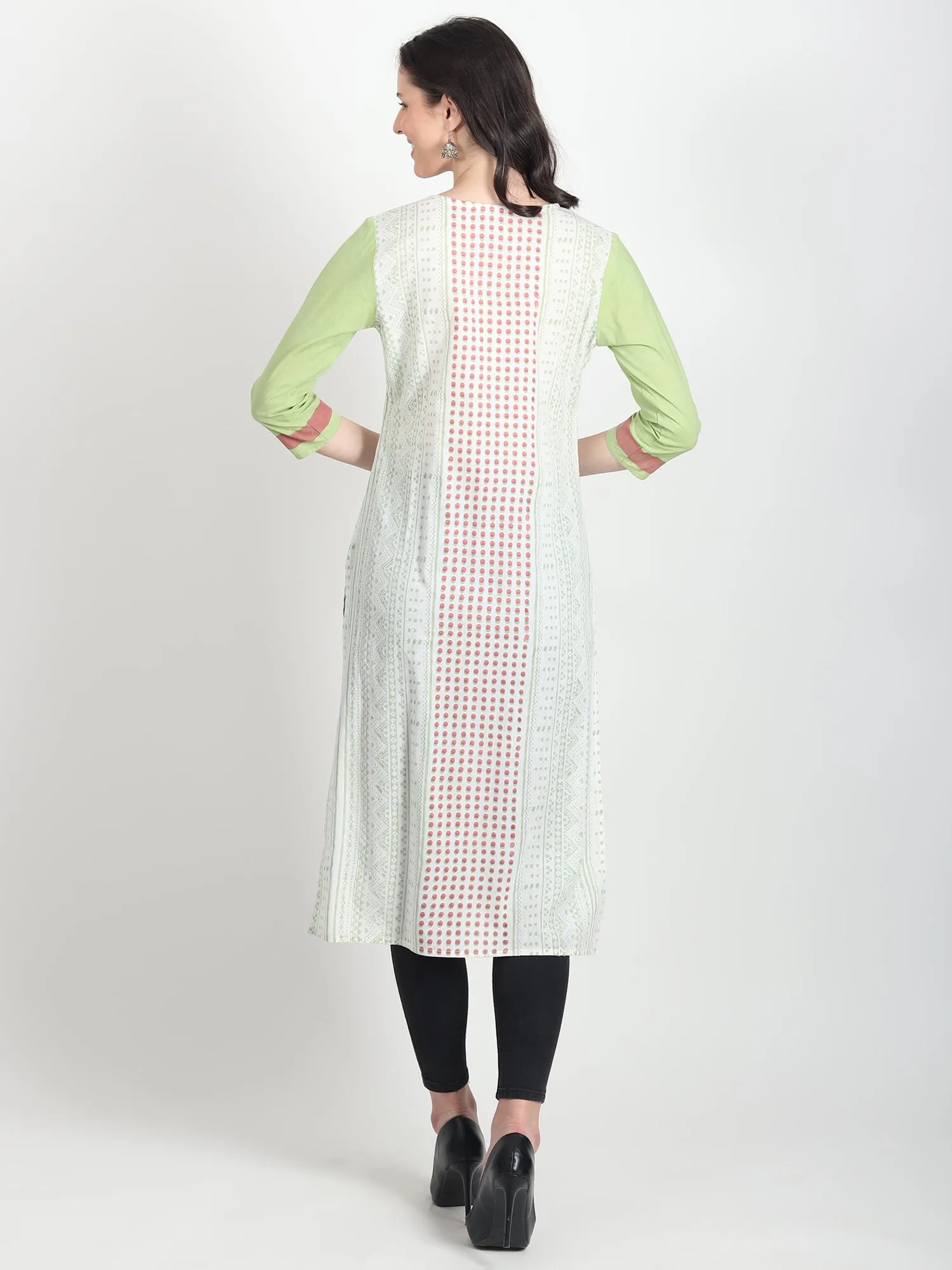 HADES Hand Block Printed Straight Kurti Geometric Motifs