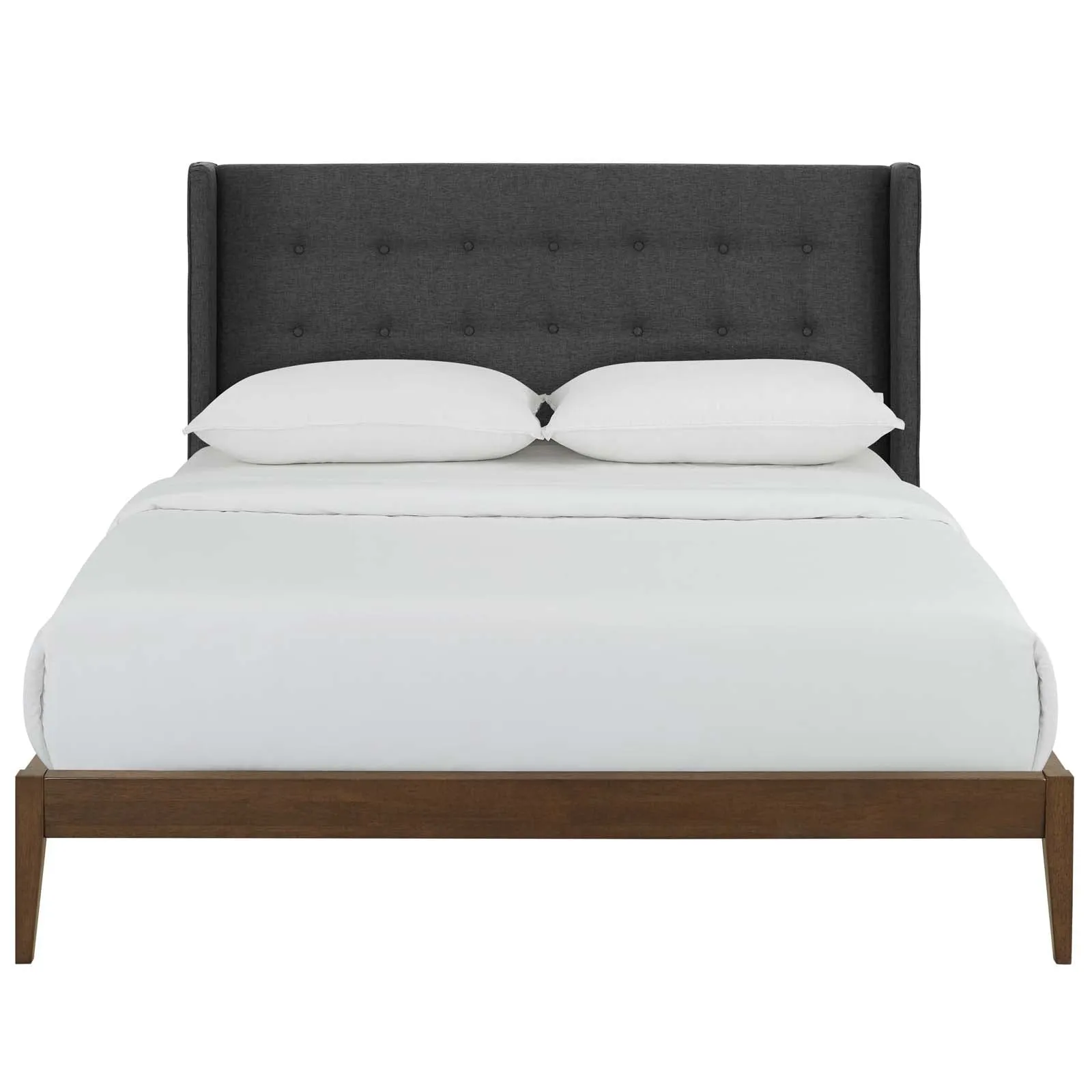 Hadley Wingback Upholstered Polyester Fabric Platform Bed