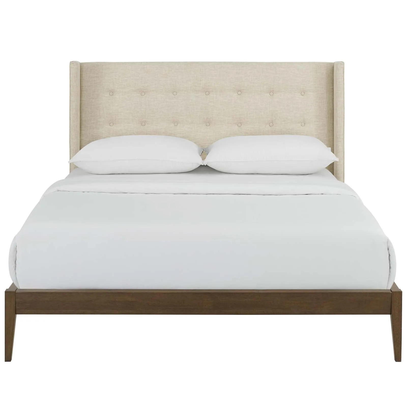 Hadley Wingback Upholstered Polyester Fabric Platform Bed