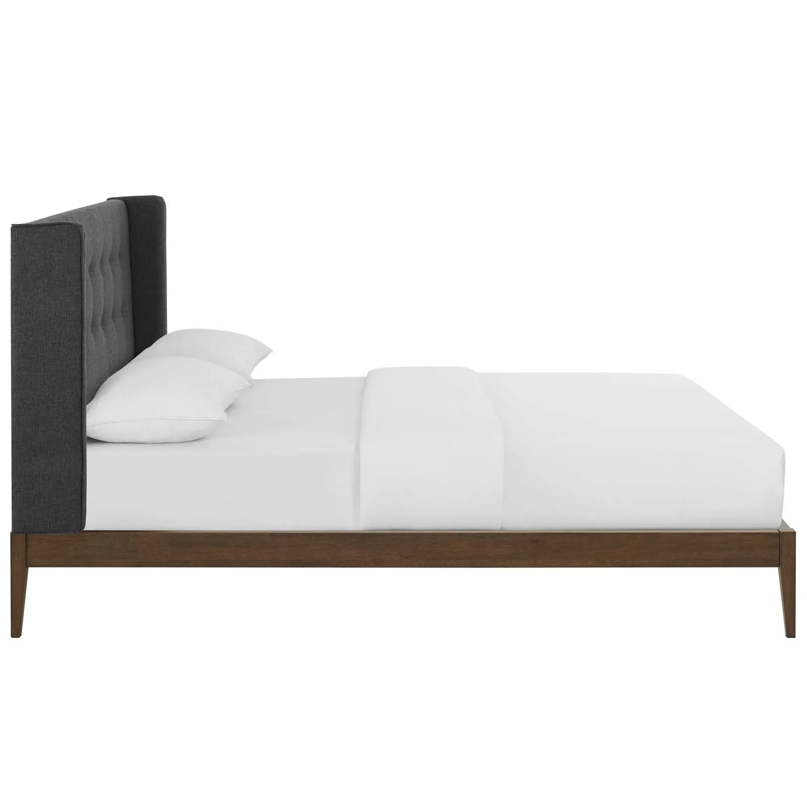 Hadley Wingback Upholstered Polyester Fabric Platform Bed