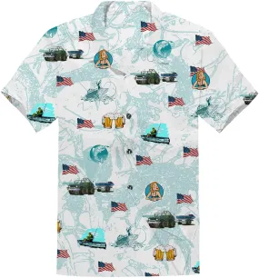 Hawaiian Shirt for Jeepers - Island Vibes with Fishing Boat and Jeep Print