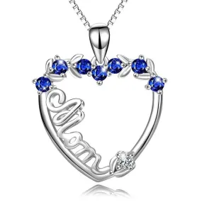 Heart Pendant Necklace With Blue Stones