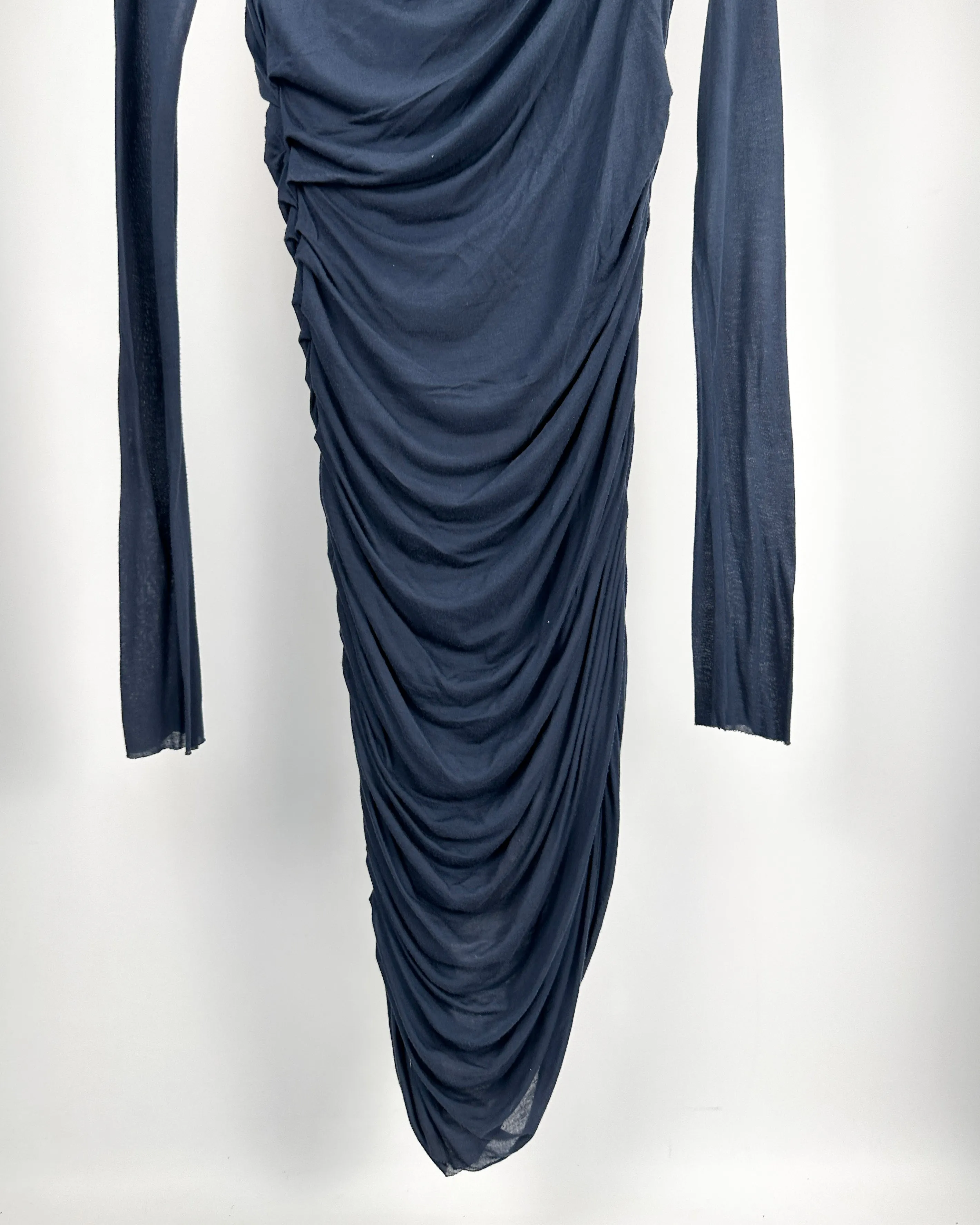 Helmut Lang Dark Blue Pleated Dress 2000's