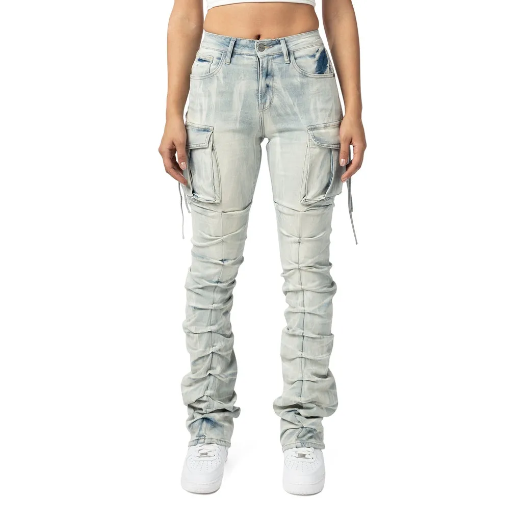 High Rise Utility Bootcut Denim Jeans - Russel Blue