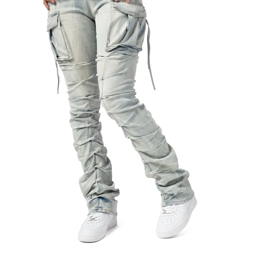 High Rise Utility Bootcut Denim Jeans - Russel Blue