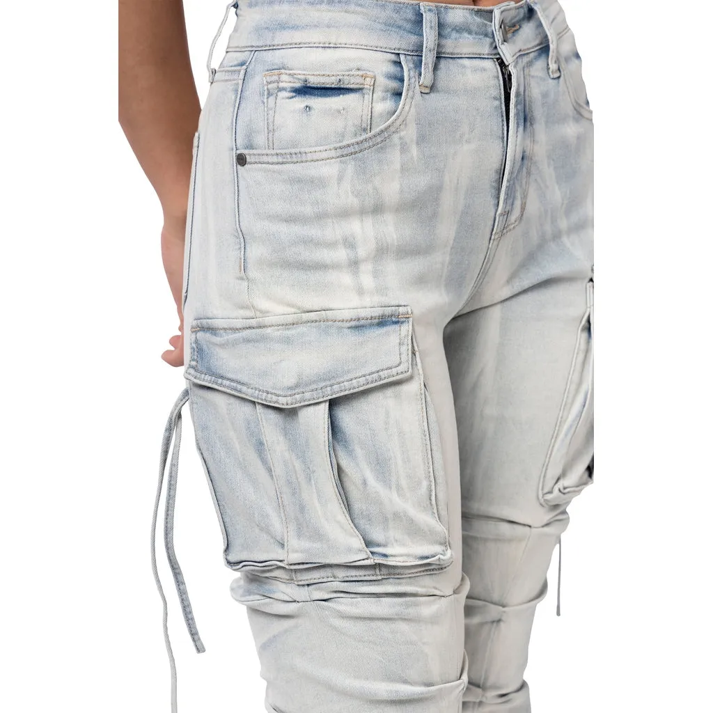 High Rise Utility Bootcut Denim Jeans - Russel Blue