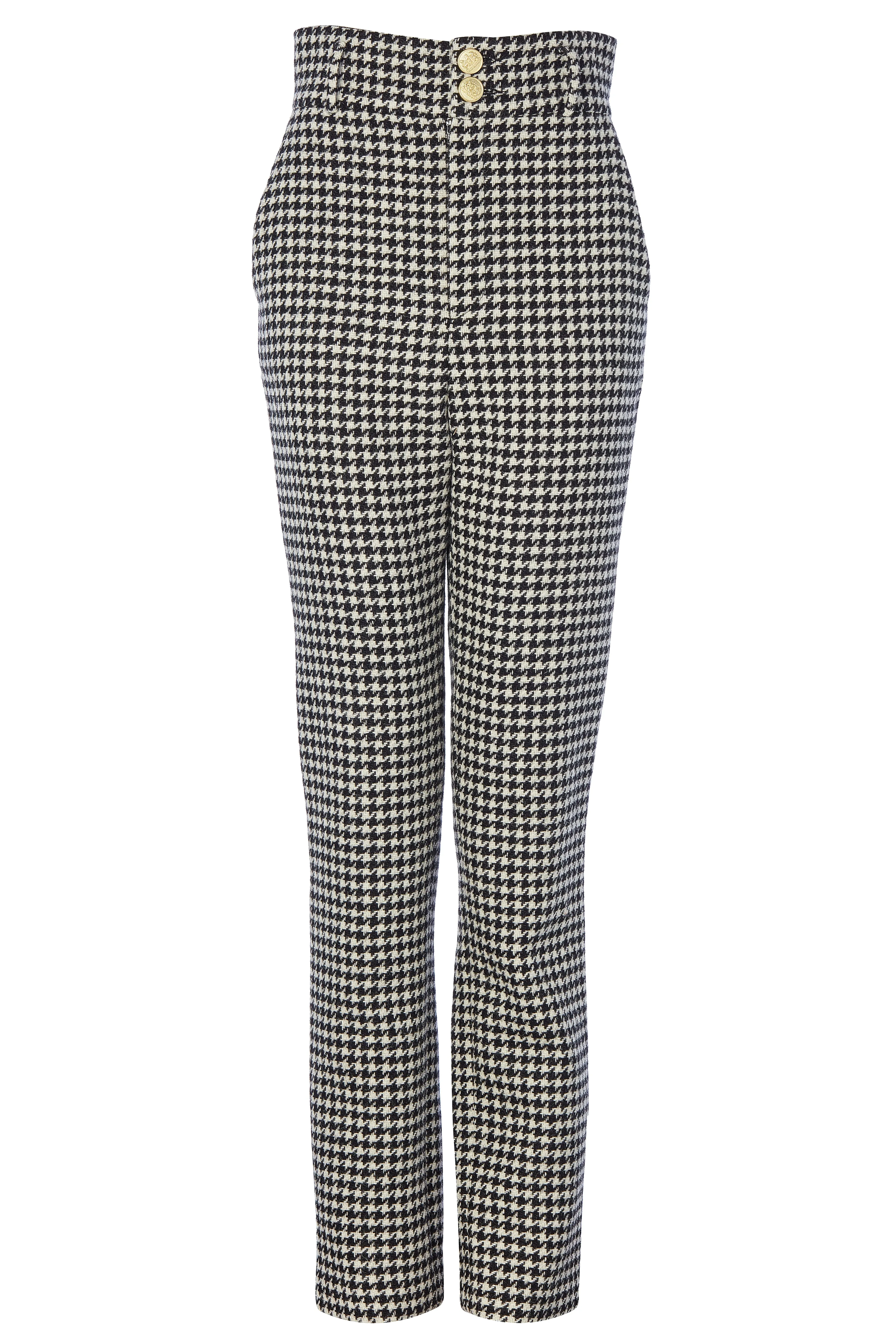 High Waisted Peg Trouser (Houndstooth)