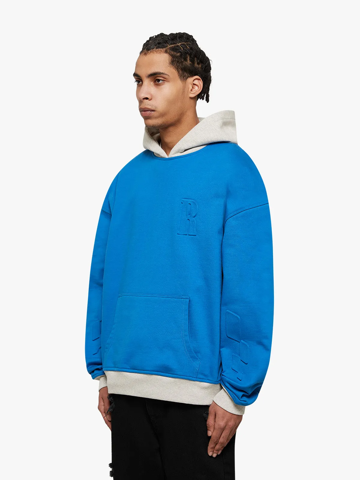 HOODIE RACING FLAG - BLUE/MELANGE