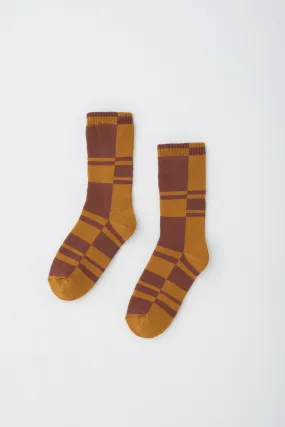 Intarsia Socks in Ochre/Umber