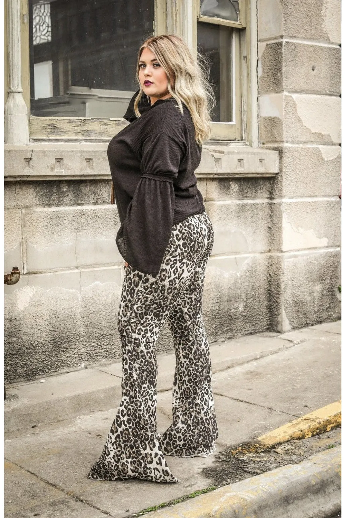 Ivory leopard bell bottoms