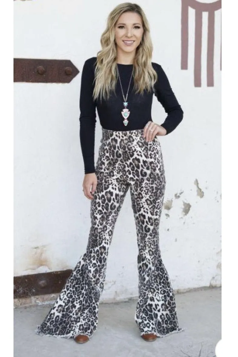 Ivory leopard bell bottoms