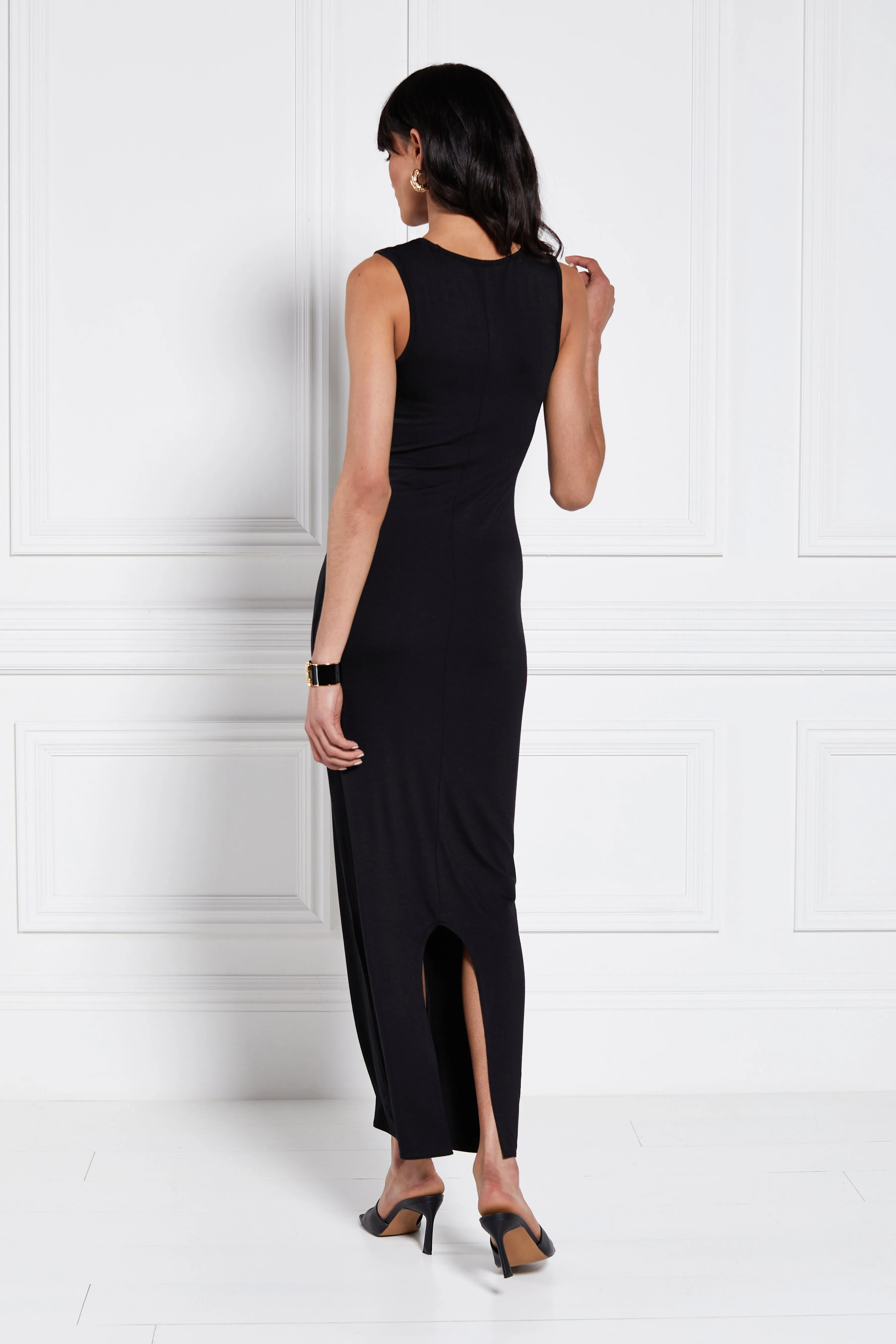 Jersey V-Neck Dress (Black)