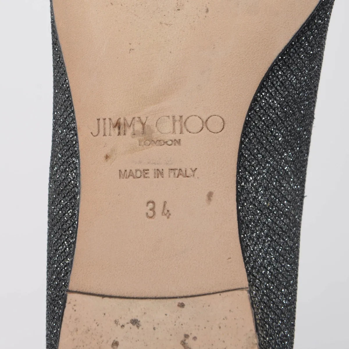 Jimmy Choo Charcoal Lame Gayne Flats 34