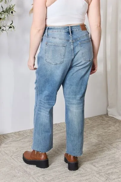 Judy Blue Distressed Raw Hem Straight Jeans