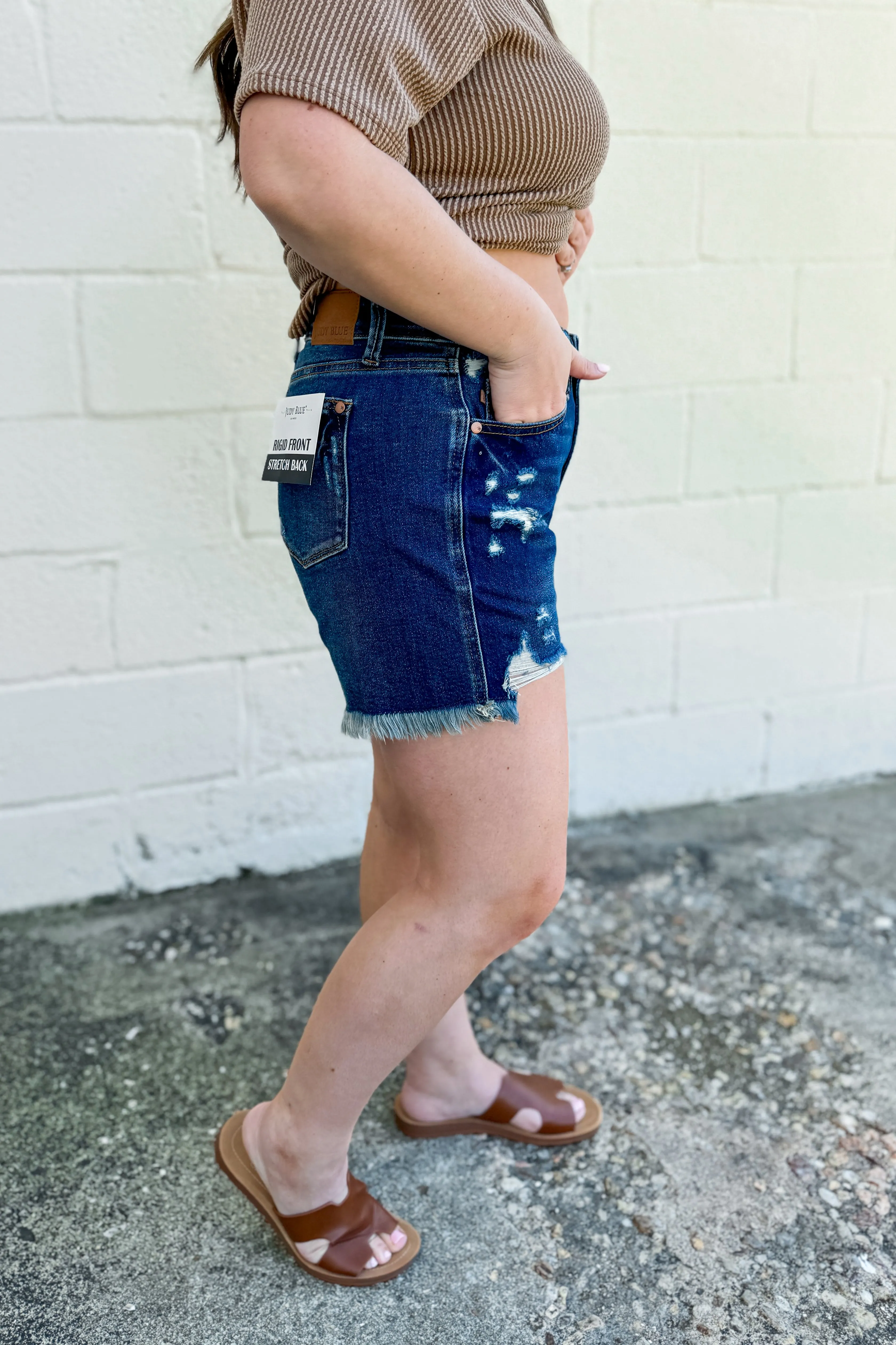 Judy Blue Kira Rigid Magic Fray Hem Denim Shorts