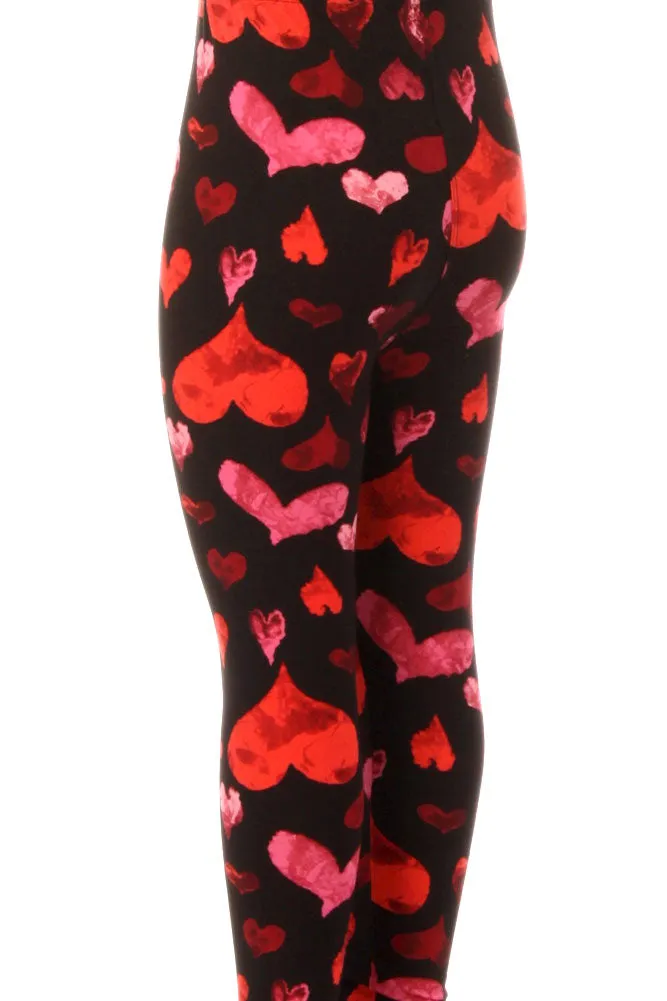 Kid's Valentine Big Red Heart Pattern Printed Leggings