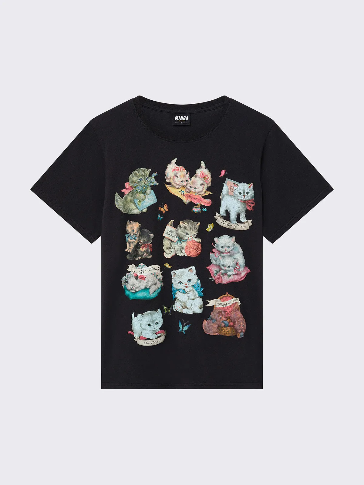 Kitty Paradise Black Graphic T-shirt