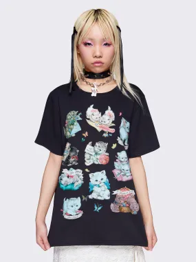 Kitty Paradise Black Graphic T-shirt