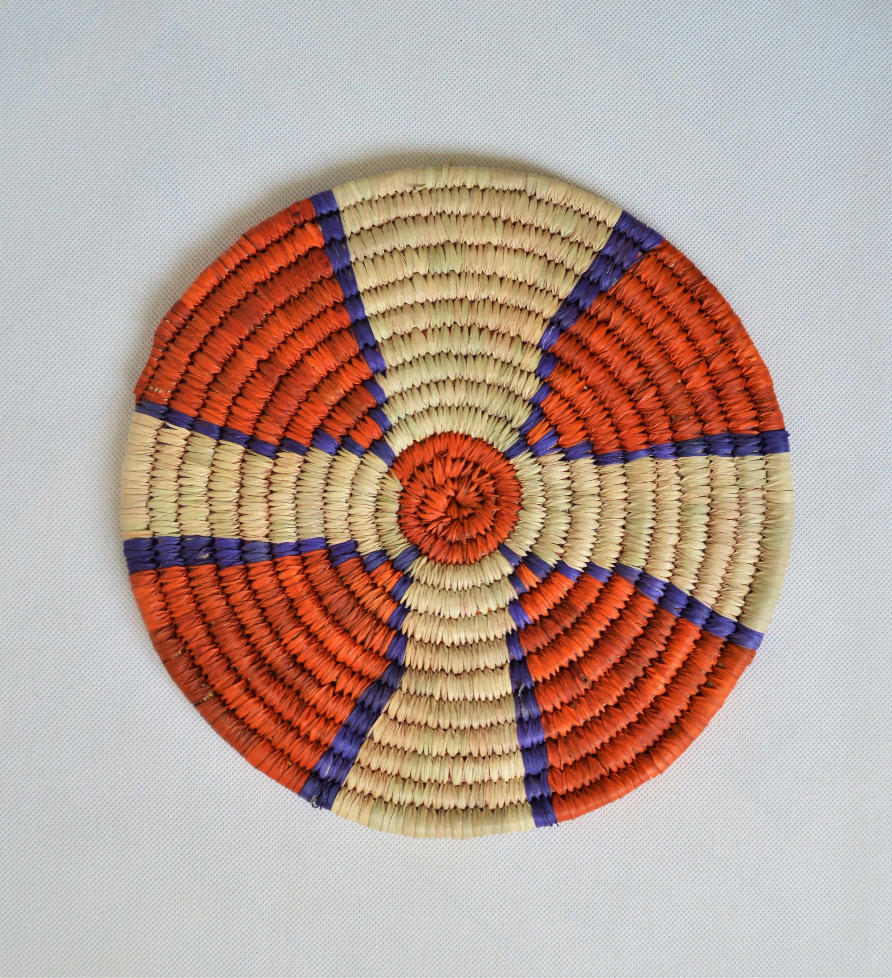 Large Nubian trivet (P3029) Orange and blue wall decor