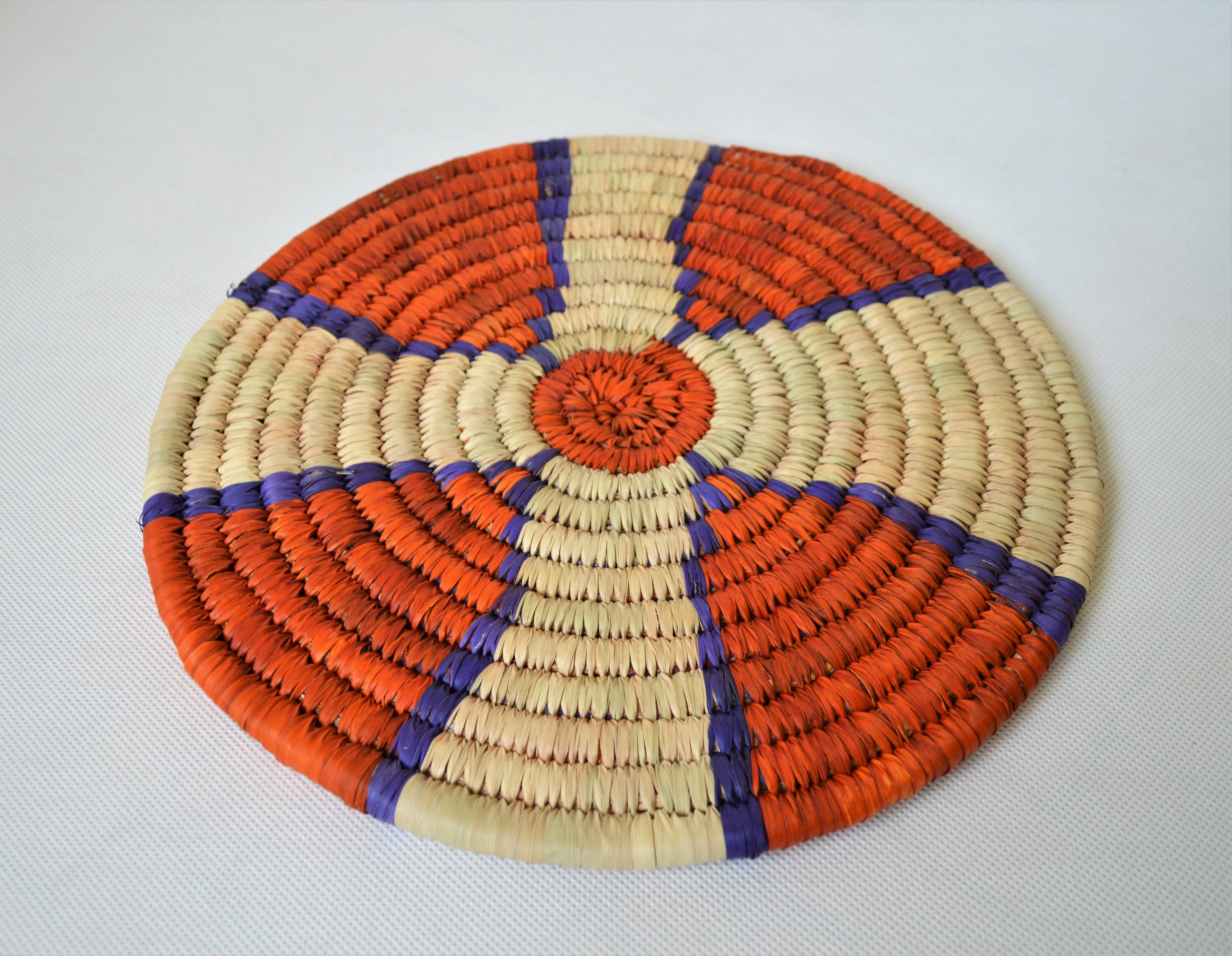 Large Nubian trivet (P3029) Orange and blue wall decor