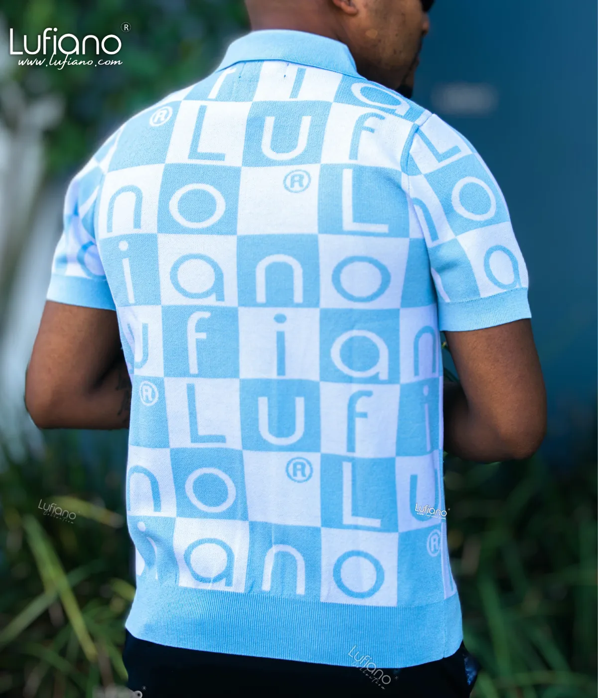 LFN007: Knit Top:Baby blue-White