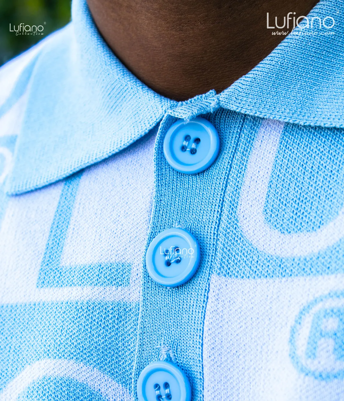 LFN007: Knit Top:Baby blue-White