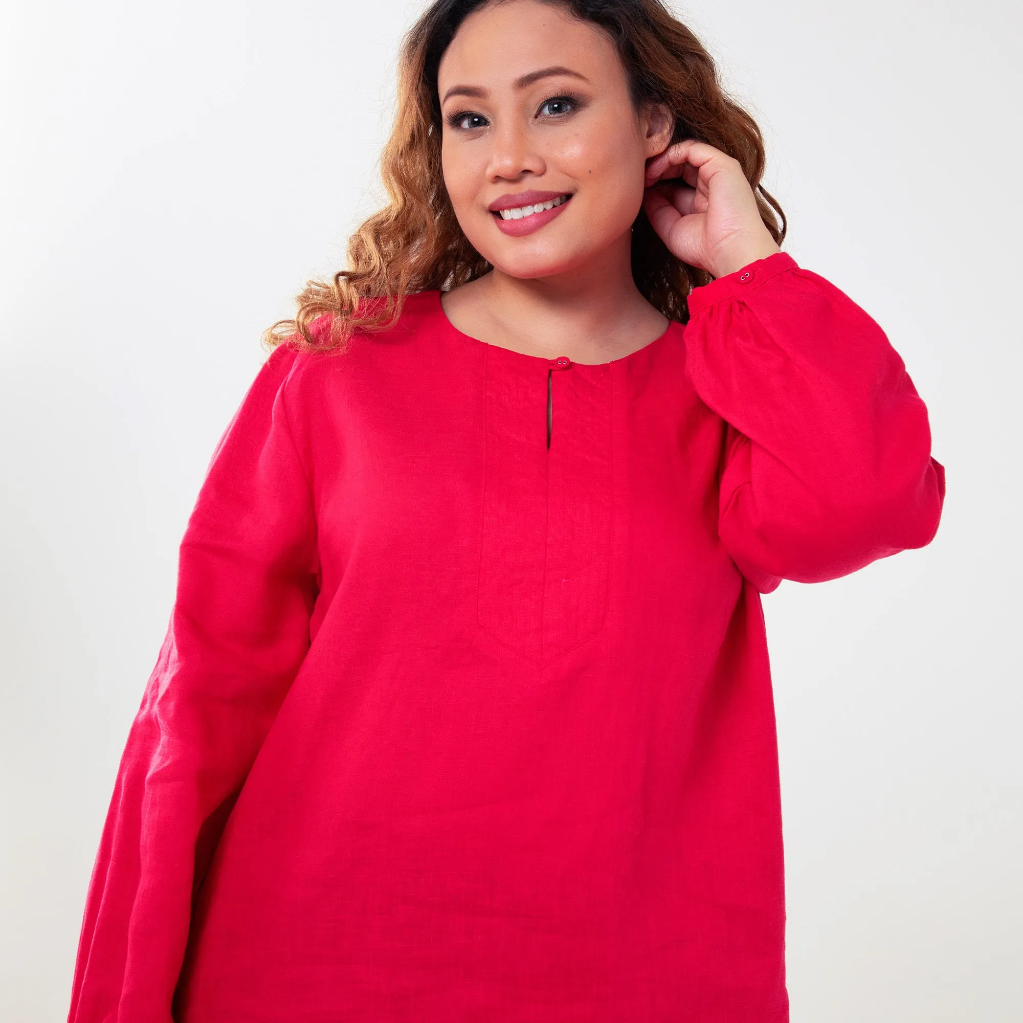 Linen Puffed Sleeve Top