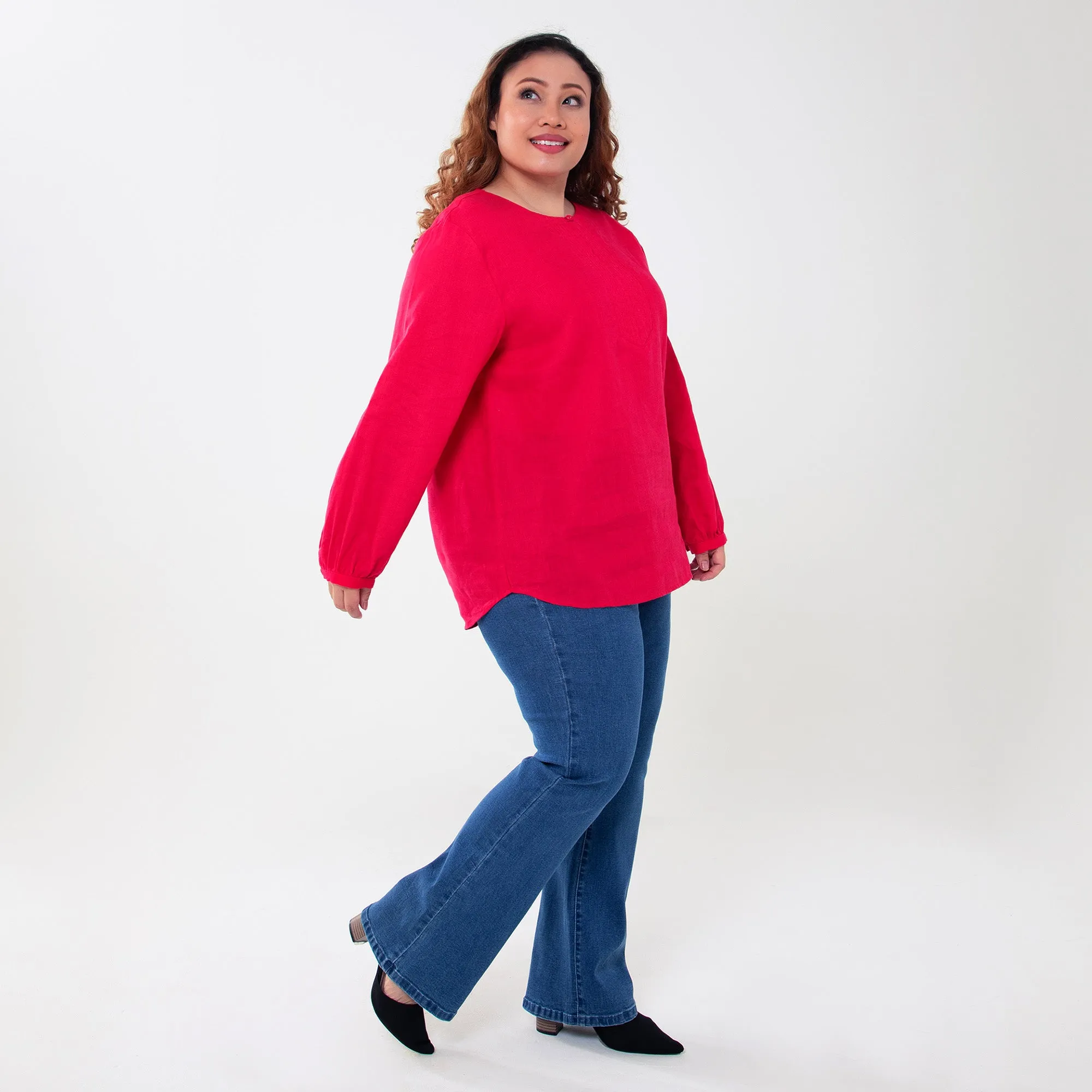 Linen Puffed Sleeve Top