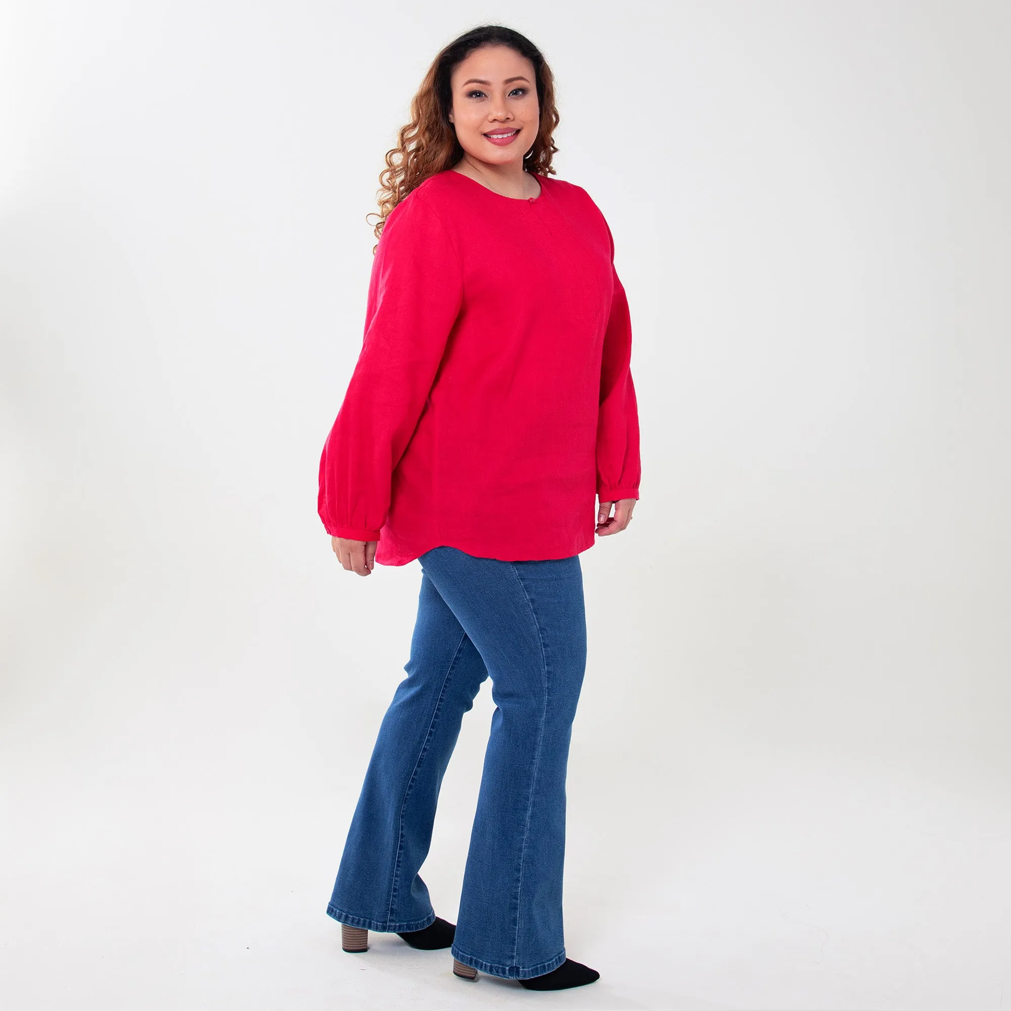 Linen Puffed Sleeve Top