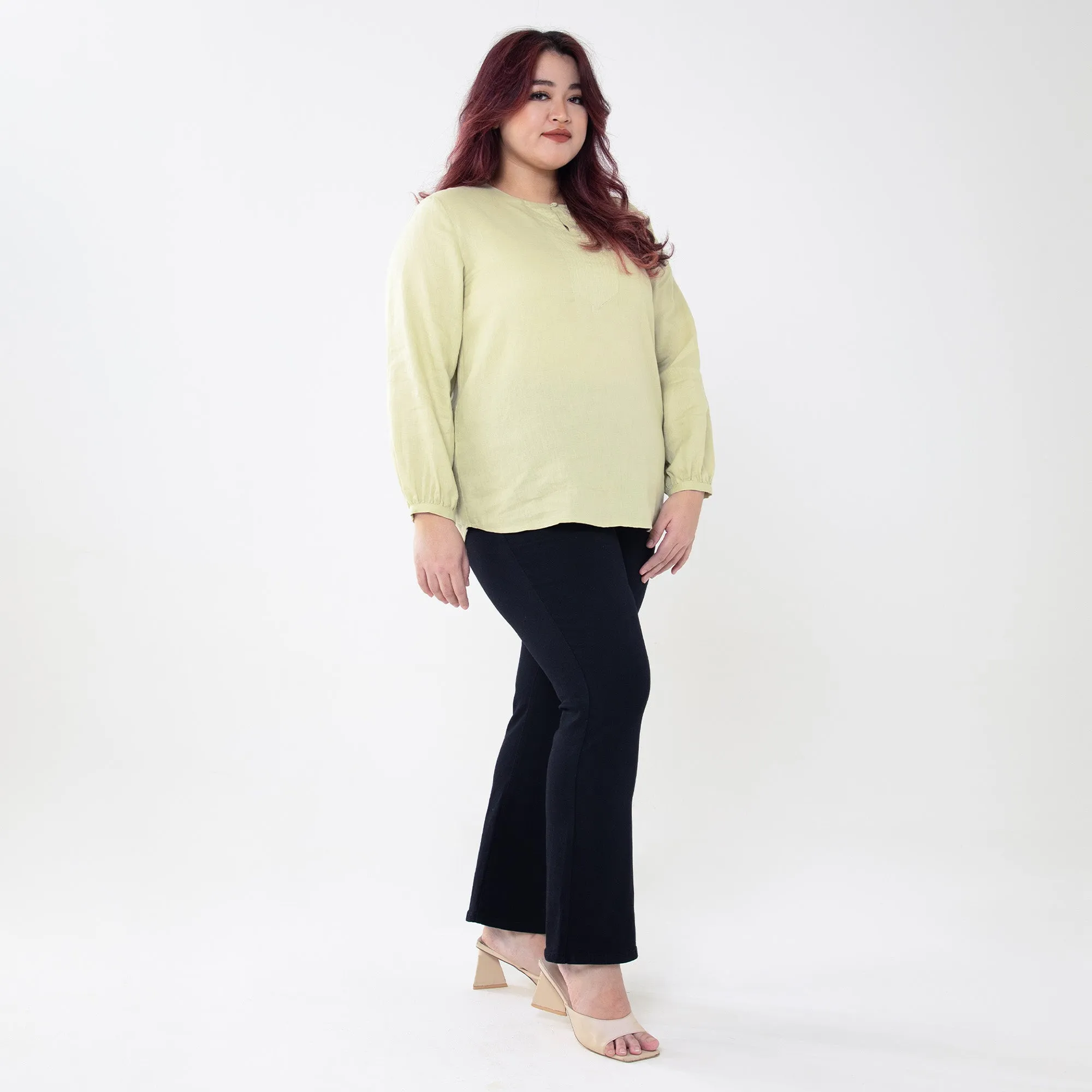 Linen Puffed Sleeve Top