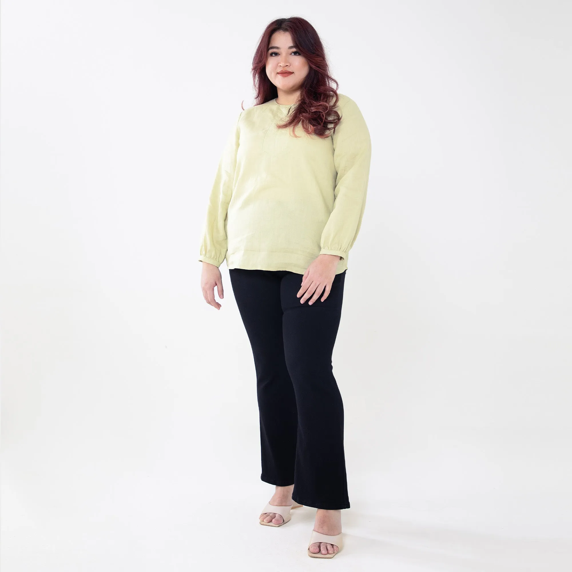 Linen Puffed Sleeve Top