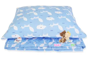 Little Fox in blue -  Babycuddleph Toddlers kit (Pillow & Blanket)