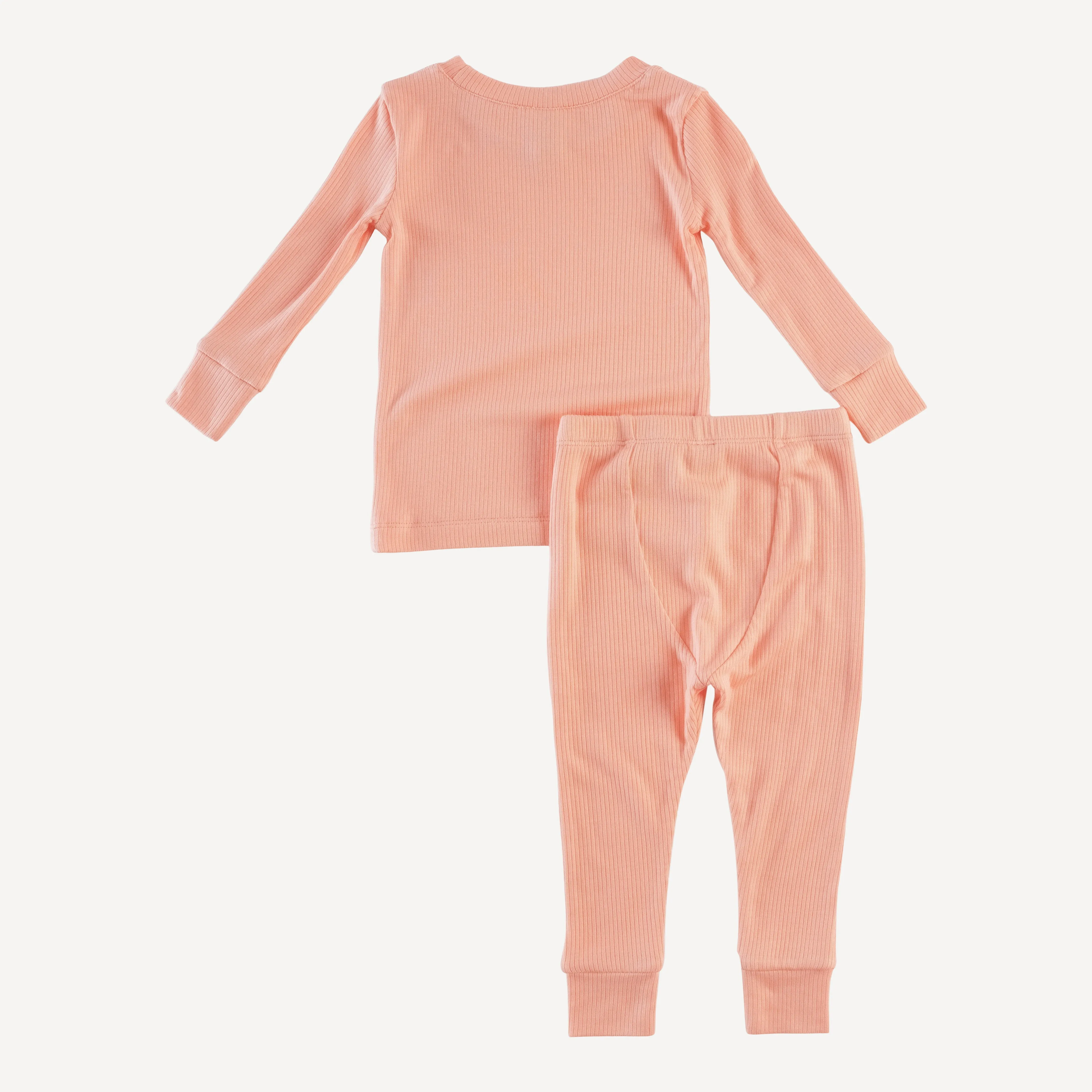 long sleeve crew neck pj set | peach quartz | modal skinny rib