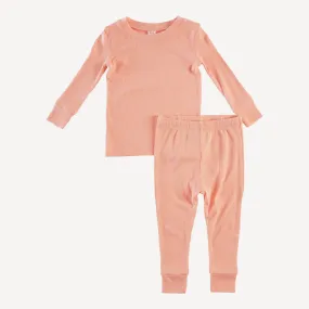 long sleeve crew neck pj set | peach quartz | modal skinny rib