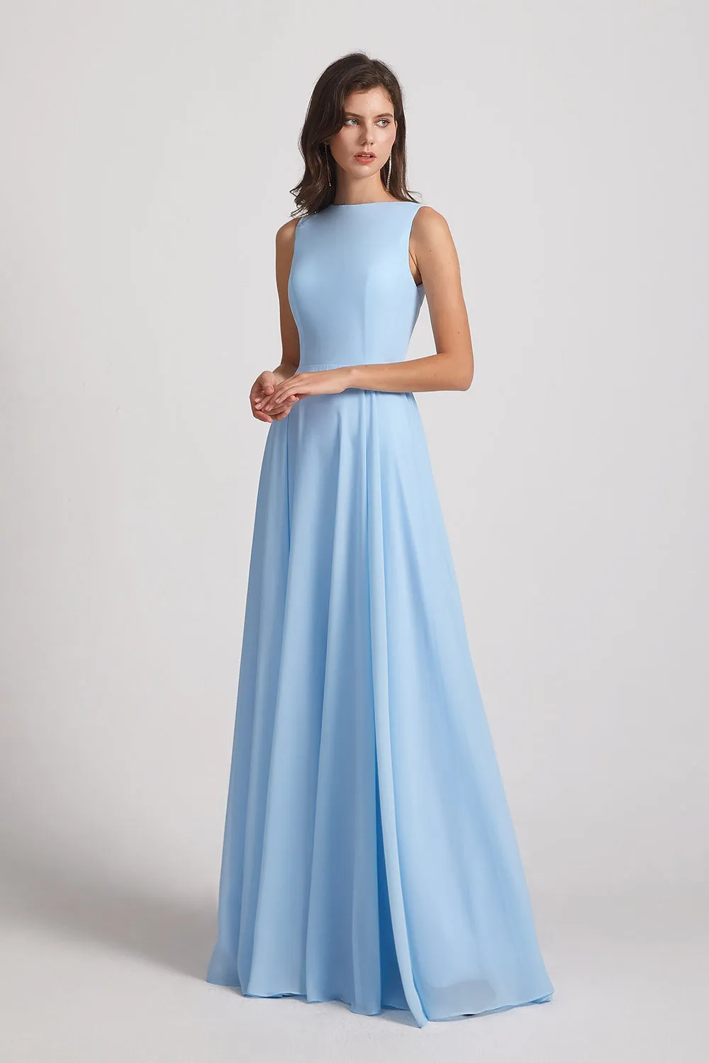 Long Sleeveless Open Back Chiffon Maxi Dresses (AF0087)