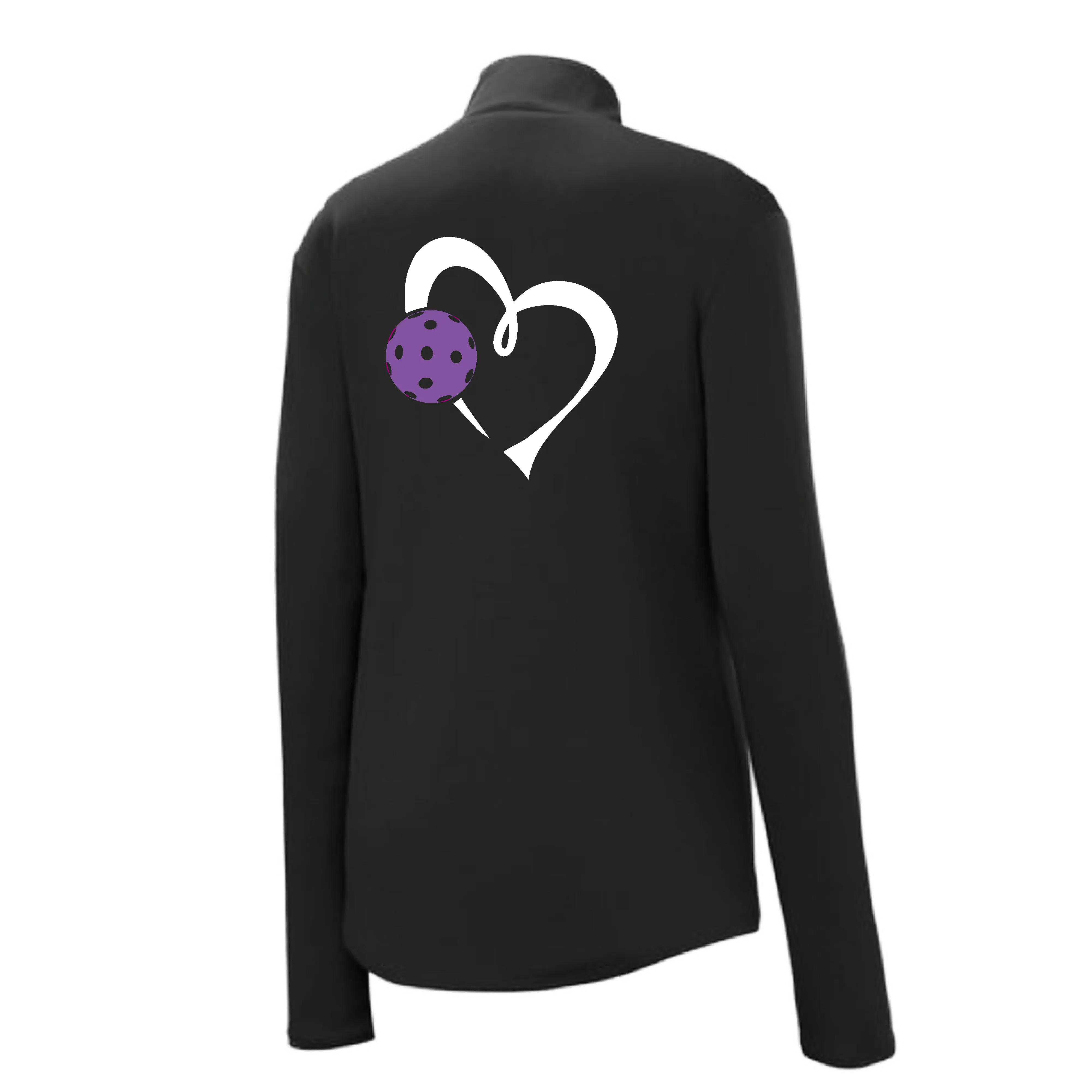 Love Pickleball Heart (Purple) | Women's 1/4 Zip Pullover Athletic Shirt | 100% Polyester