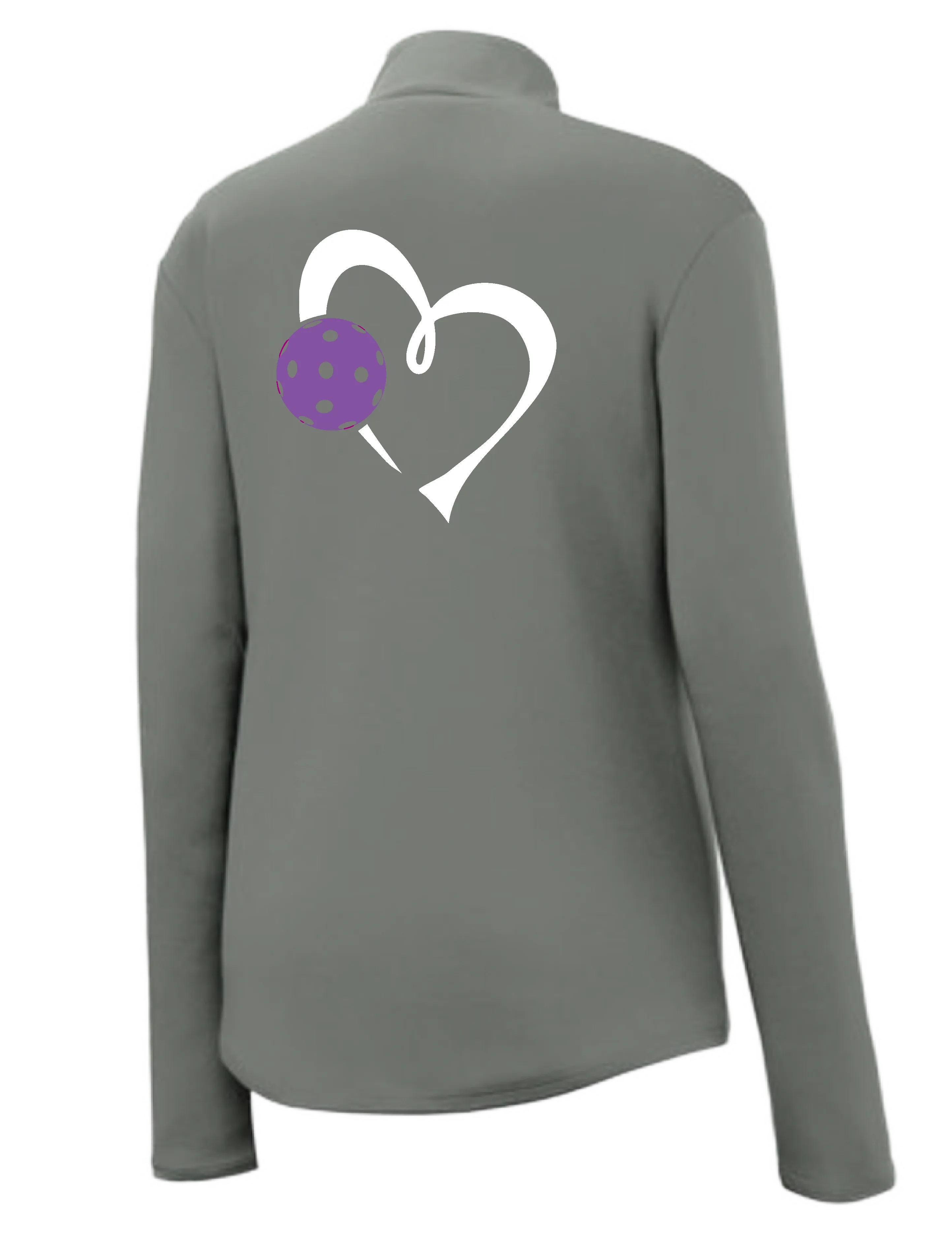 Love Pickleball Heart (Purple) | Women's 1/4 Zip Pullover Athletic Shirt | 100% Polyester