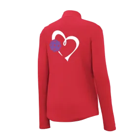 Love Pickleball Heart (Purple) | Women's 1/4 Zip Pullover Athletic Shirt | 100% Polyester