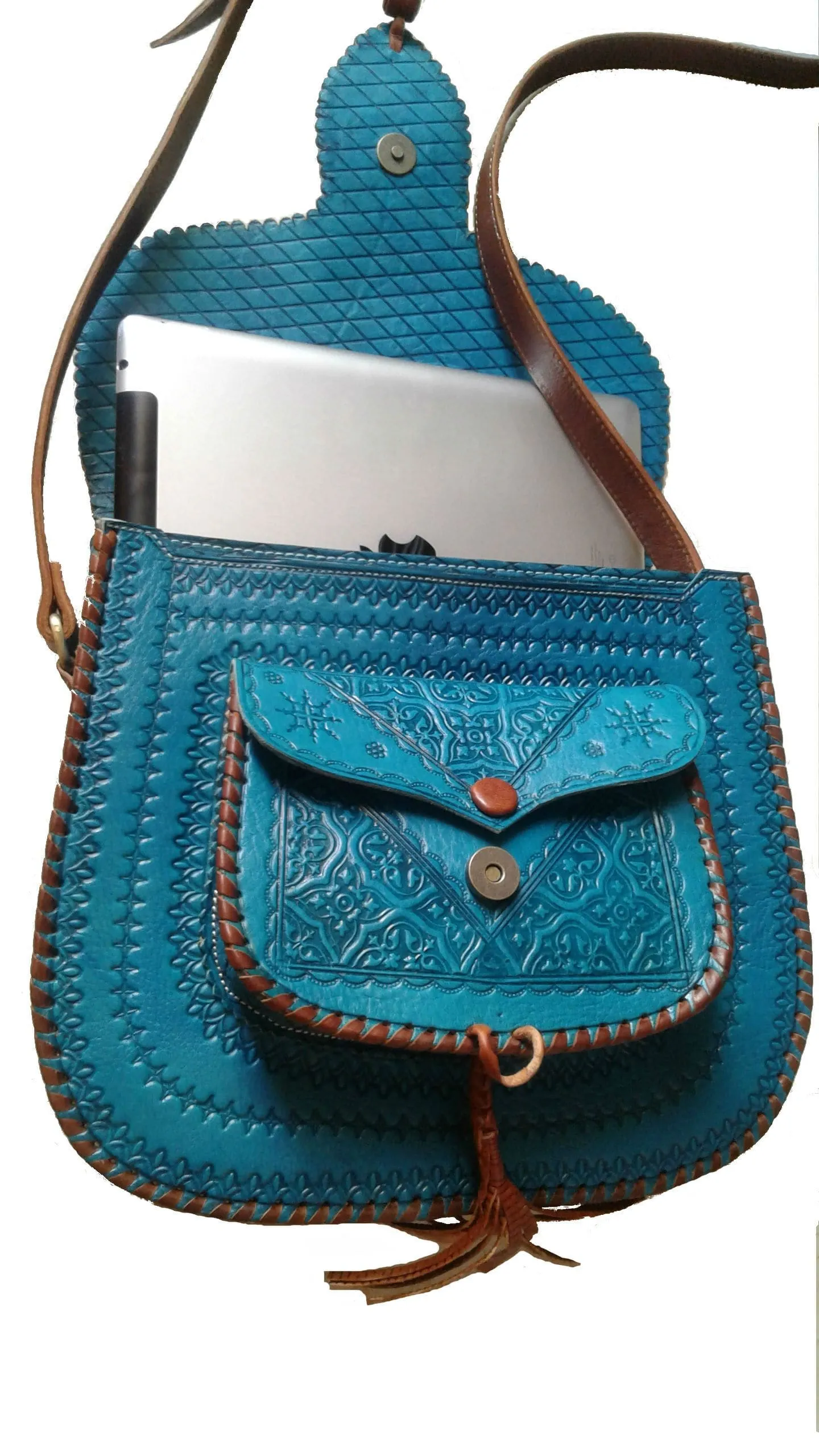 LSSAN Handbag - Large size - Turquoise - Square