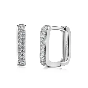 Luxe Pave Diamond Silver Hoop Earrings