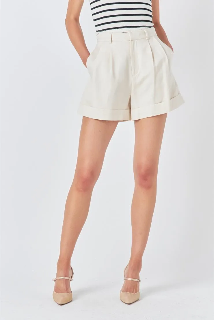 Lyla Linen Pintucked Shorts