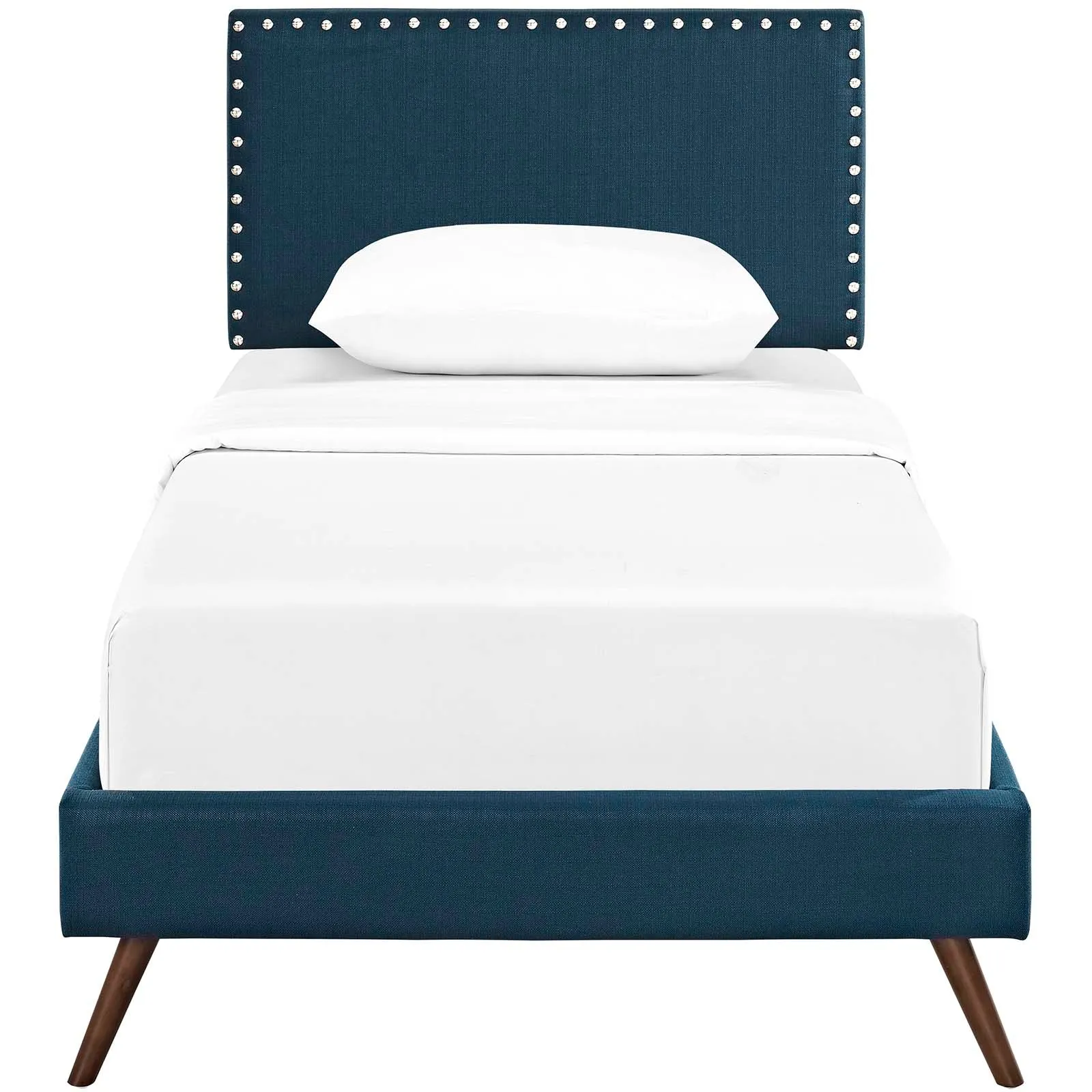 Macie Fabric Platform Bed with Round Splayed Legs