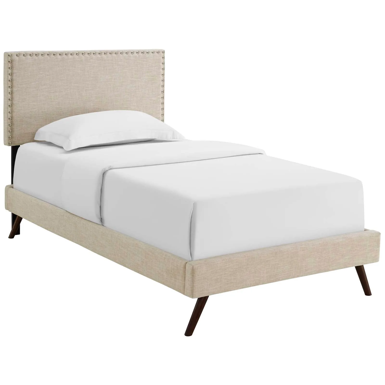 Macie Fabric Platform Bed with Round Splayed Legs