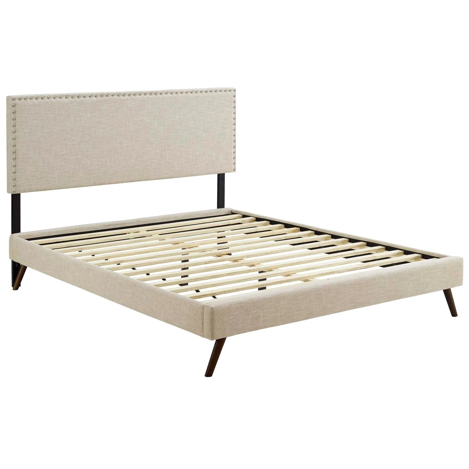 Macie Fabric Platform Bed with Round Splayed Legs