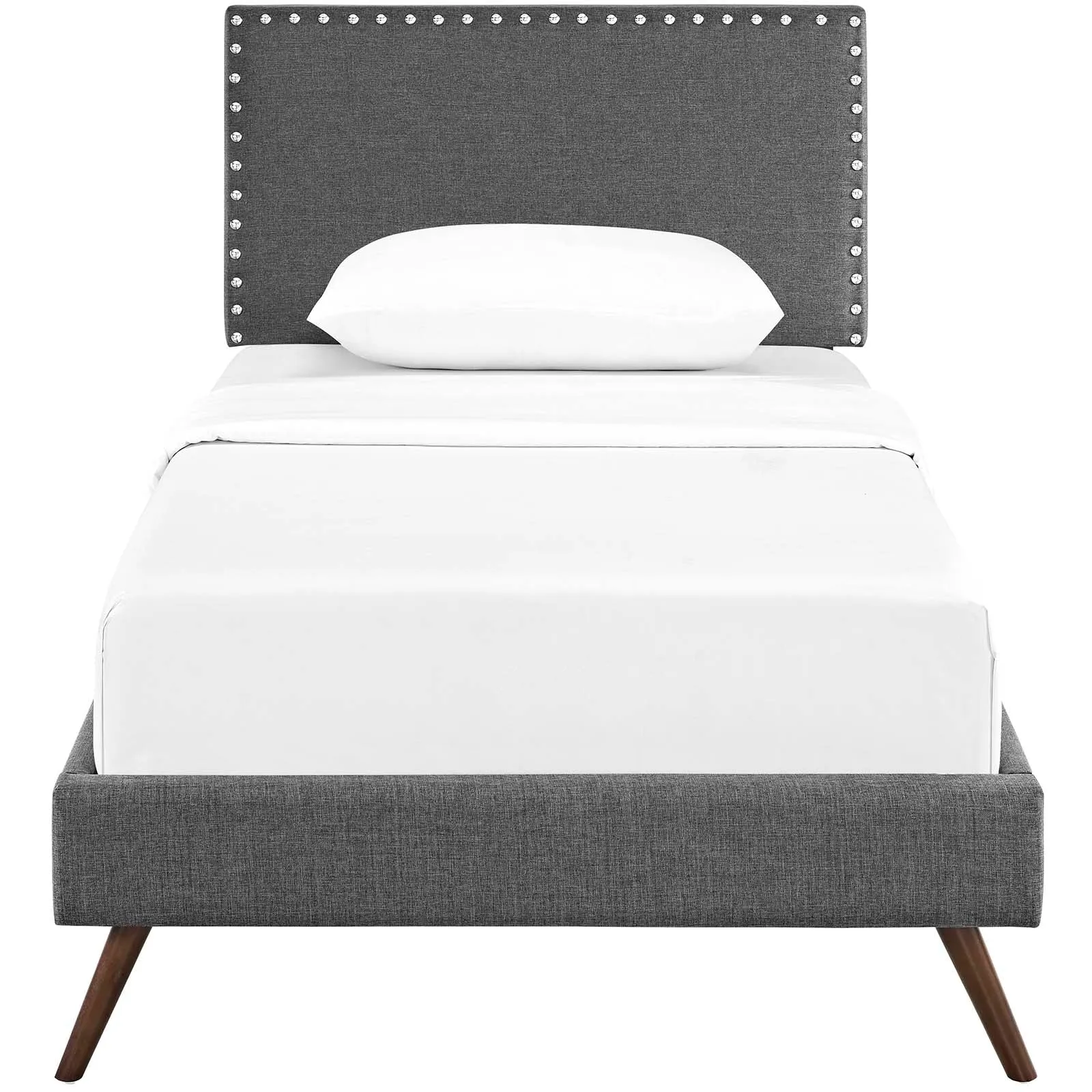 Macie Fabric Platform Bed with Round Splayed Legs